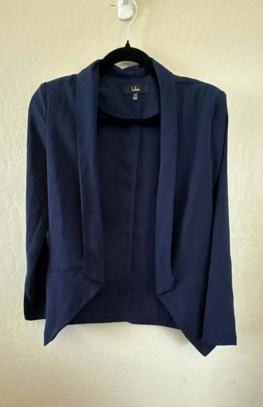 Lulus Navy Blue Open Front Lightweight Blazer